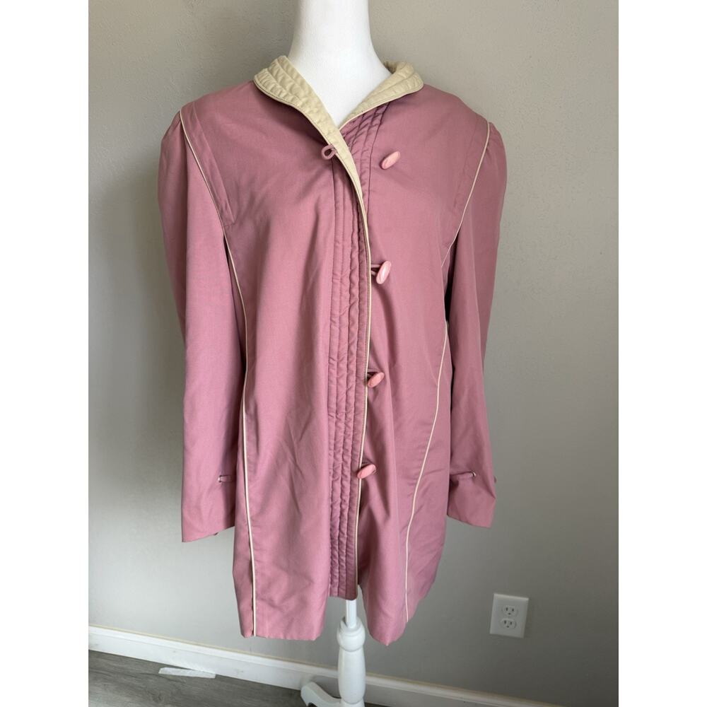 Ms. Freddi Pink Cream Button Up Peacoat Womens M Vintage 90s Grannycore